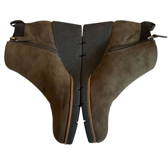 Dr. Scholl's Womens Size 11 Berklie Suede Ankle Wedge Zipper Boot in Olive Color - Picture 4 of 8